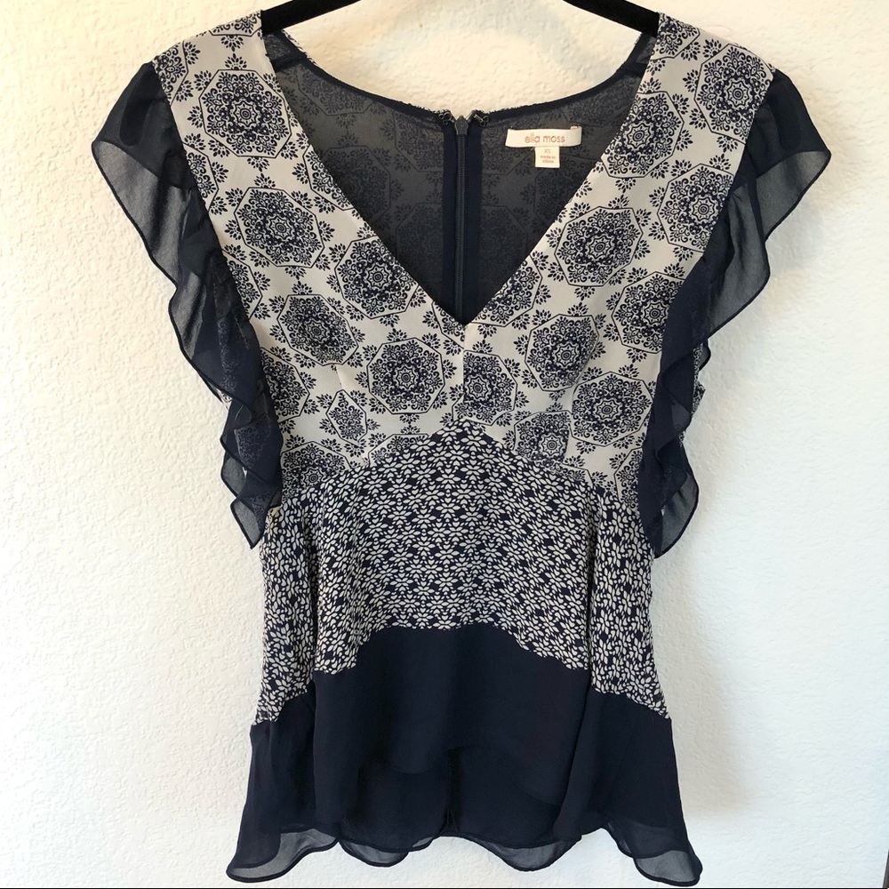 Ella Moss Flutter Short Sleeve Blouse